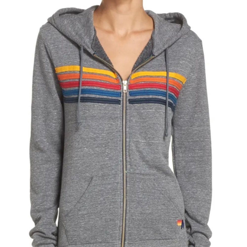 5 stripe zip hoodie